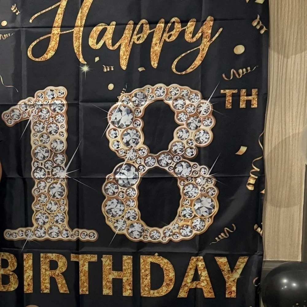 Gold and Black 18th Birthday Party Door Banner